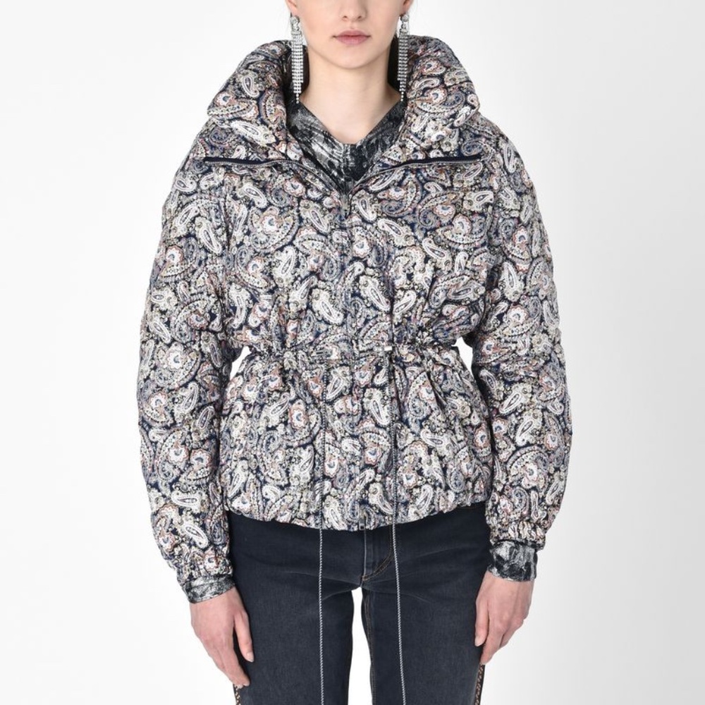 Isabel Marant Calvin Metallic Paisley Puffer Jacket